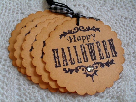 Items Similar To Handmade Gift Tags - Halloween / Sparkly - Happy ...