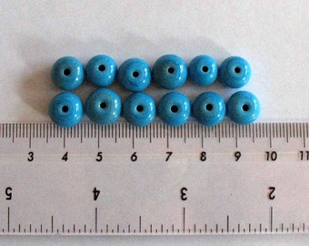 12 x Turquoise Blue Lampwork Spacer Beads