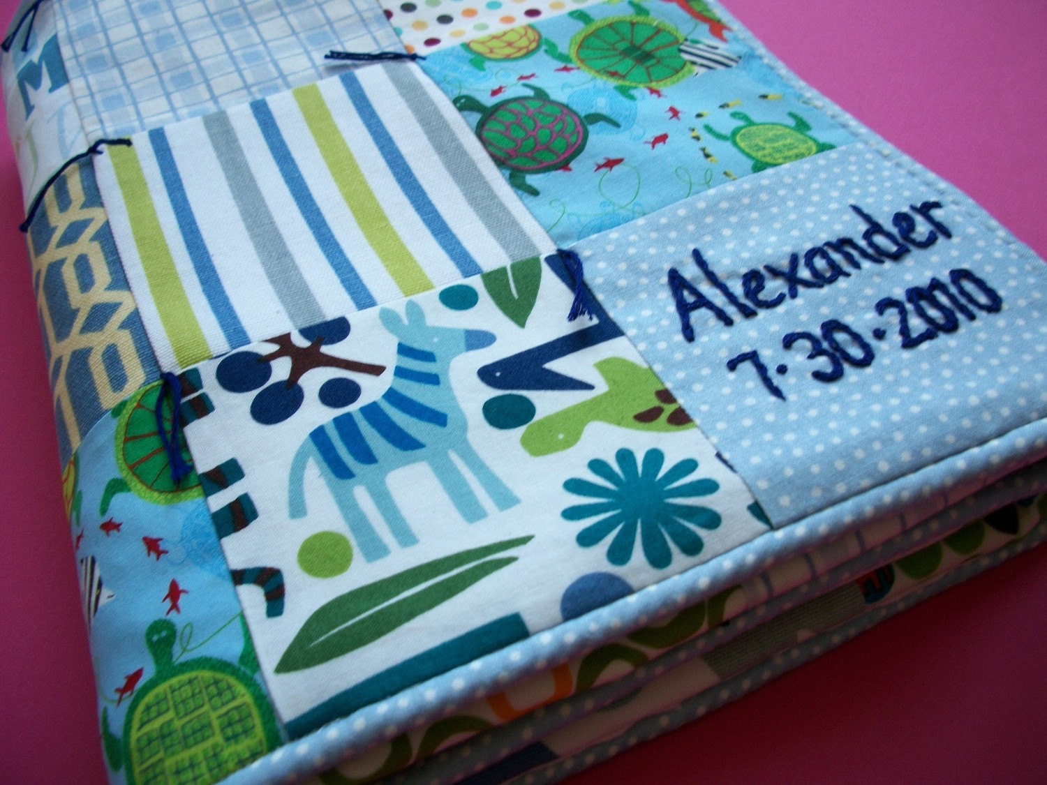 Hand Embroidered Custom Baby Quilt by Dolce Dreams