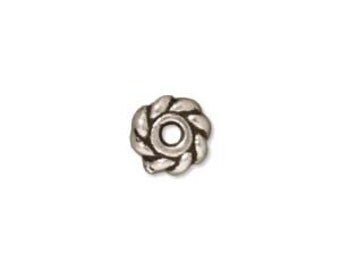 Fine Silver Plated Lead-Free Pewter Twist Edge Spacer Beads 4mm (50) 36106