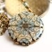 Round, Blue, Cream, Filigree, Locket