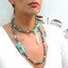 Long Strand Necklace - Grey Pearls and Green Glass Beads with Vintage Car - MY OLD CAR