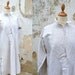 Vintage 1900s french long Linen Men Shirt with red monogram size M/L
