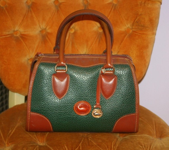 Sac Tote Vintage Dooney & Bourke - Cuir, Bleu, Occasion, Sac Femme Style Classique