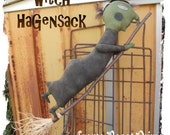 Witch Hagensack  302e Halloween Primitive flying on her broom Crows Roost Prims epattern SALE immediate download