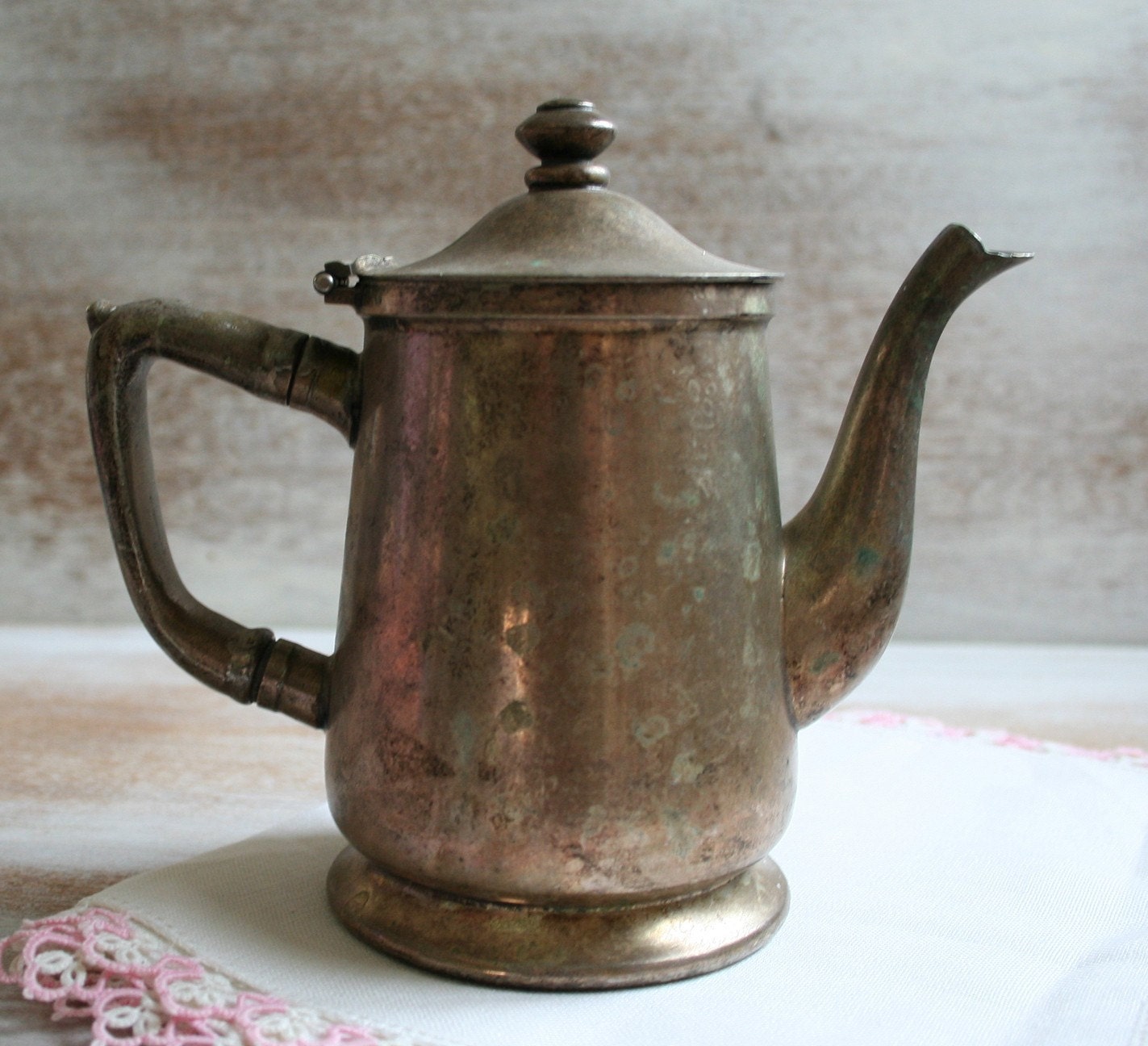 vintage Tea Pot Nickel Silver tarnished cottage