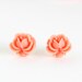 Coral Orange Post Earrings, Rosebud Earrings, Pretty Flower Earrings, Summer Fashion, Gift For Mom, Gift For Woman, Valentines Gift