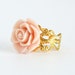 Pink Flower Ring - Gold Plated Adjustable Filigree Ring With Baby Pink Flower, Floral Accessories