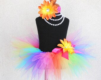 Neon Rainbow Tutu, Baby Tutu, Toddler Tutu, Rainbow Birthday Tutu, 8" Pixie Tutu, BRILLIANT, Cake Smash Tutu, Photo Prop Tutu, Trolls Tutu