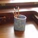 Oak Leaf Pencil Pot . blue