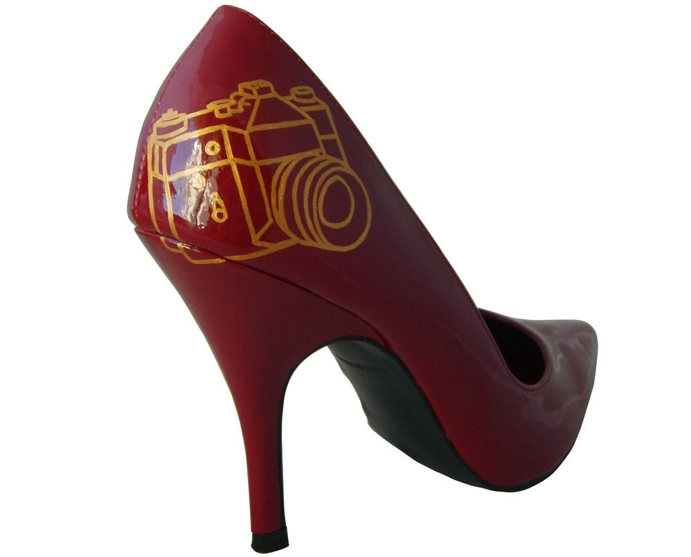 dark red high heels