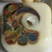 Handmade Glass Lampwork Beads, Ivory/Raku Swirl square/tile