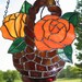 Reserved for Pat - Orange Roses in Woven Basket