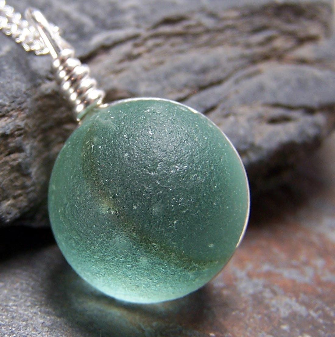 CARIBBEAN MOON Authentic Sea Glass RARE MARBLE by Seashaped