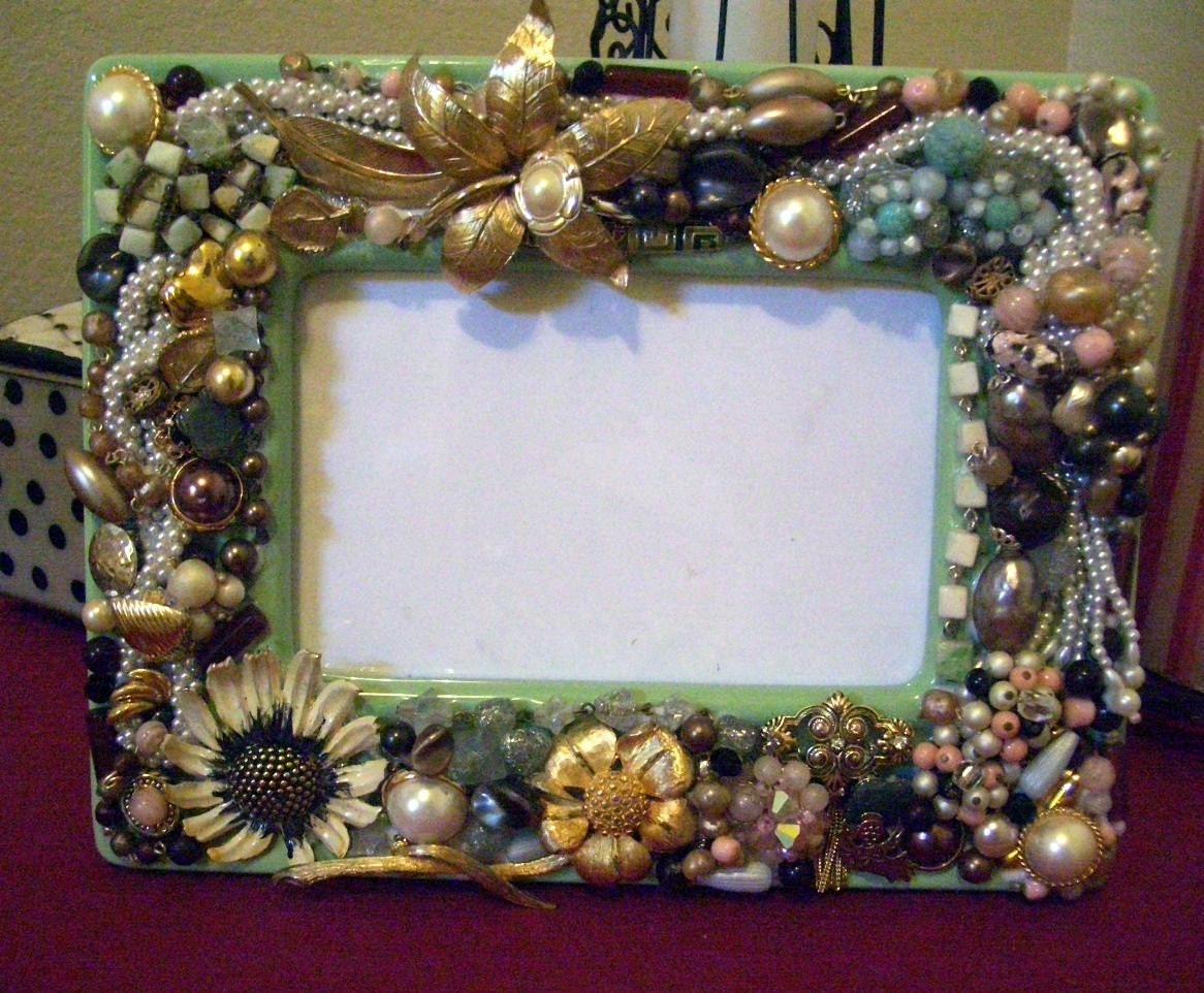 Vintage Jewelry Picture Frame by TheMosaicArtStore on Etsy