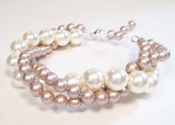 Items similar to Cream & Tan Bridesmaids Bracelet, Brown Bracelet ...