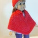 American Girl Doll Clothes - Hand Knitted Red Cape and Hat
