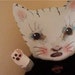 cat doll- ooak art doll- ugly cute- meow- fake fur- Cry baby Belinda- fabric heart- kitty doll