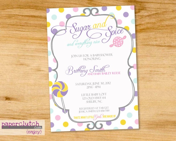 Sugar And Spice And Everything Nice Baby Shower Invitations 6