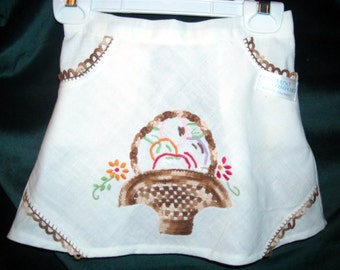 Girl's Apron made from Vintage Embroidered Linen