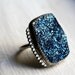 Big Bright Blue Drusy Ring with Beaded Accents