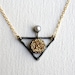 Spaceship Future Pendant- Sterling Silver with Gold Drusy and Pearl- Handmade Necklace