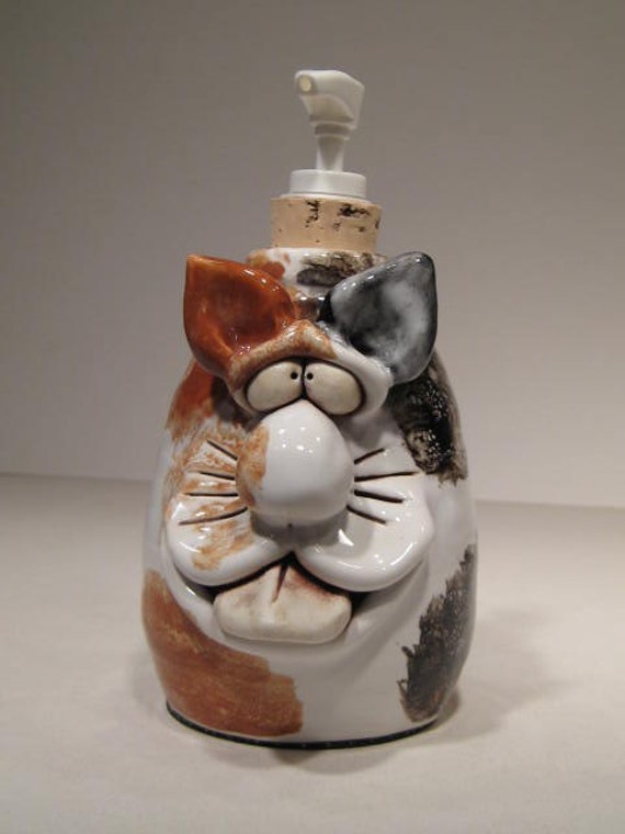 Sassy Kitty Cat Soft Soap or Lotion Dispenser. by MudFairy