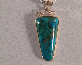 Azurite Malacite Sterling Silver and Goldfill Pendant ... E30