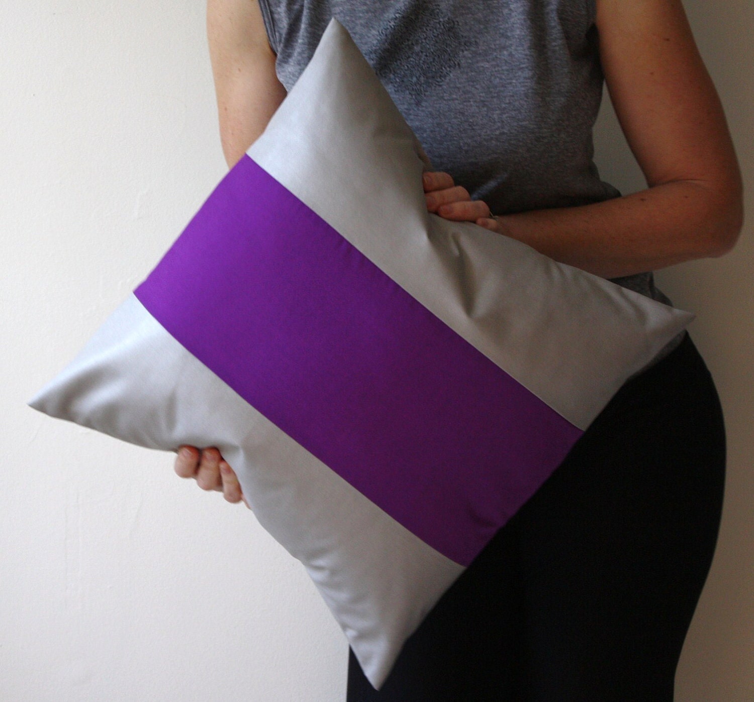 Purple and Grey Decorative Throw Pillow Cover 18 x 18 Color