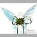 Moira No.4 - Translucent Iridescent Cellophane Fairy Wings with Green Glitter Veins