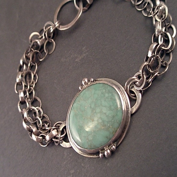 Beatrice Bracelet Variscite and Sterling by samanthajeandesigns