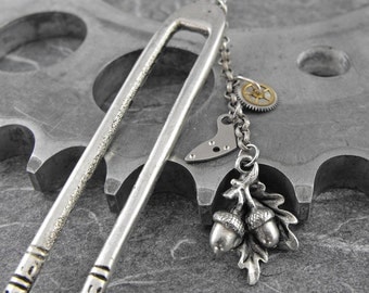 Steampunk Acorns Fall Hair Fork - Fall of Time in Your Locks by COGnitive Creations