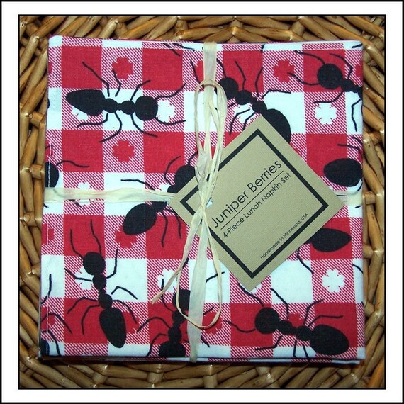 Ant Picnic Cloth Lunch Napkin Set by juniperberries on Etsy