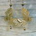 Antiqued Brass Butterfly Earrings - long dangles with filigree butterflies