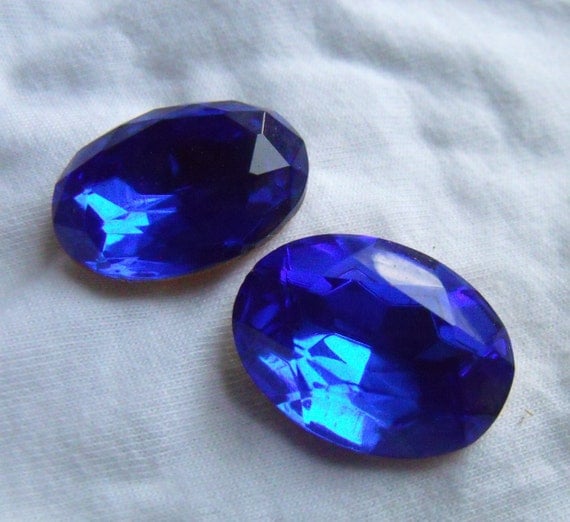 Sapphire Blue Vintage Faceted Glass Gems by StDymphnaSupplies