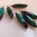 Emerald Green 24X6 Vintage Glass Navette Earring Drops 6 Pcs