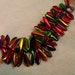 Peacock Beads- Marea Multicolored Peacock Gold Dagger Drops 5x16mm 50 pieces