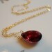 Crimson Red Garnet Solitaire 14K Gold Filled Necklace