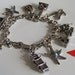 Vintage Charm Bracelet: Silver Charms of Brooklyn Bridge, Chinese Pagoda, Trolley Car and More, Etsy Jewelry, Gift