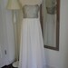 Vintage Silver Beaded and White Chiffon Long Dress, prom, wedding, formal, size 12