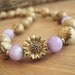 Gemstone Necklace - Stone - Brown Beige Purple - Daisy - Flower - Gold - Pretty - Canada - Flower - Brown- Golden