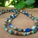 Double Strand Earthy Stone and Wood Necklace - Green Blue Turquoise Brown