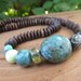 Earthy Gemstone Necklace - Brown Turquoise Green -Wood - Medium - Natural - Love our Earth