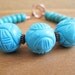 Turquoise Stone Bracelet - Robins Egg - Beaded Jewelry - Blue - Copper - Gemstone - Stone - Carved - Statement - Bold - Bright - Plus Size
