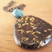 Brownie - Turquoise and Wood Pendant Necklace - Antiques Brass Chain - Recycled Wooden Chips - Simple - Earthy - Spring Fashion - Boho