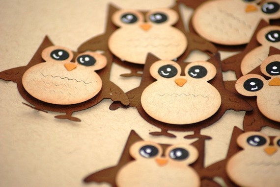 5 x Cute Owl Die Cut