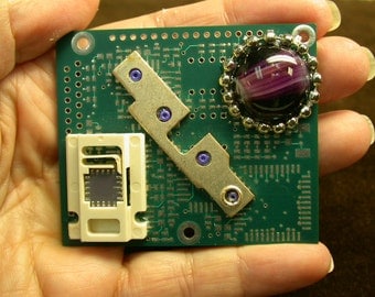 RECYCLED CIRCUIT BOARD Geekery Magnet Vintage Purple Cabochon