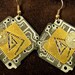 Recycled Black CIRCUIT BOARD Steampunk Earrings Vintage Brass