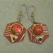 Recycled Orange RED CIRCUIT BOARD Geek Earrings Vintage Stones