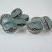 Silvered Ivory on Pale Aqua -Lampwork Accent Beads - Etched